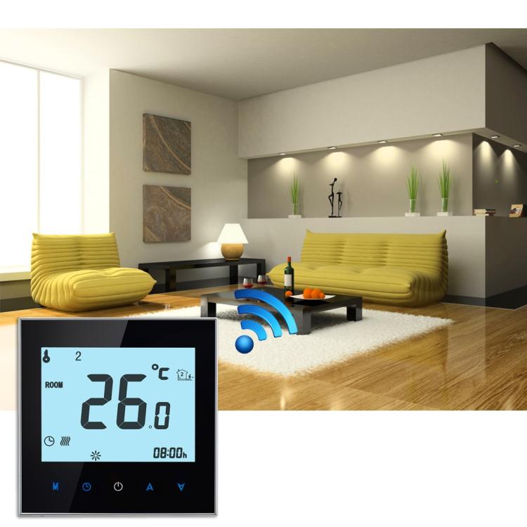 BHT-1000-GA-WIFI 3A โหลดน้ำร้อนประเภท Touch LCD Digital WiFi เครื่องทำความร้อนห้องเทอร์โม, นาฬิกาแสดงผล / อุณหภูมิ / ช่วงเวลา / เวลา / สัปดาห์ / ความร้อน ฯลฯ, BHT-1000 3A (Black), BHT-1000 3A (White)