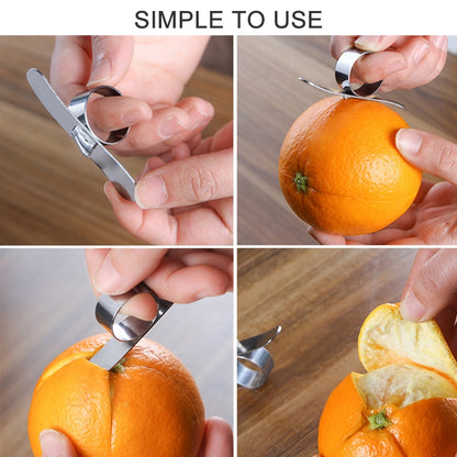 5 PCS สแตนเลสสตีลนิ้วเปิด Orange Peeler Parer เครื่องมือ, 5 PCS Stainless Steel