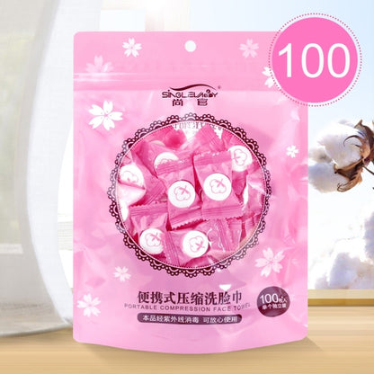 100 PCS Candy Style แบบพกพาผ้าขนหนูผ้าฝ้ายสำหรับเดินทางขนาด: 22 * 20 ซม, 100 PCS