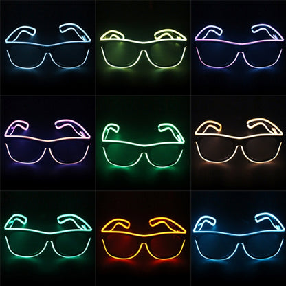 สไตล์ใหม่ LED หลายสีเรืองแสงแว่นตาเรืองแสง EL แว่นตากระพริบ, ประเภทการควบคุมเสียง, การจัดส่งสีแบบสุ่ม, Glow Glasses, Sound Control Type