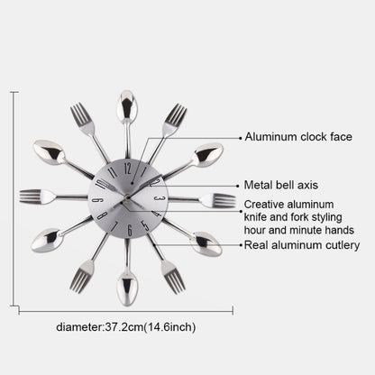 ร้านอาหารสร้างสรรค์ห้องครัวห้องนั่งเล่นมีดสแตนเลสและส้อมนาฬิกาแขวนควอตซ์