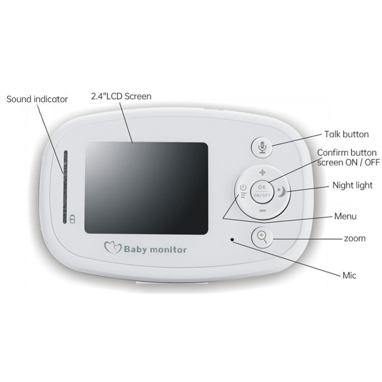 BM-SP820 2.4 นิ้ว LCD 2.4GHz กล้องเฝ้าระวังไร้สาย Baby Monitor พร้อม 7-IR LED Night Vision, Two Way Voice Talk, BM-SP820