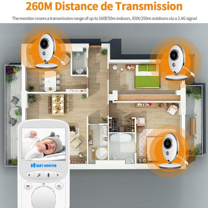 VB605 2.4 นิ้ว LCD 2.4GHz กล้องเฝ้าระวังไร้สาย Baby Monitor, รองรับการพูดคุยสองทาง, Night Vision, VB605
