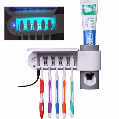 เครื่องจ่ายยาสีฟันอัตโนมัติทันตกรรม UV อัลตราไวโอเลตแปรงสีฟันที่นึ่งขวดนมผู้ถือ