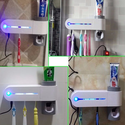 เครื่องจ่ายยาสีฟันอัตโนมัติทันตกรรม UV อัลตราไวโอเลตแปรงสีฟันที่นึ่งขวดนมผู้ถือ