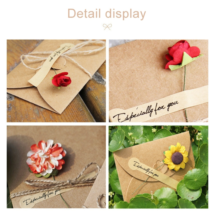 5 ชิ้นเทศกาลสร้างสรรค์ DIY กระดาษคราฟท์ย้อนยุคแฮนด์เมดขนาดใหญ่แห้งดอกไม้การ์ดอวยพรการ์ดวันเกิด, Dry Flower Greeting Card