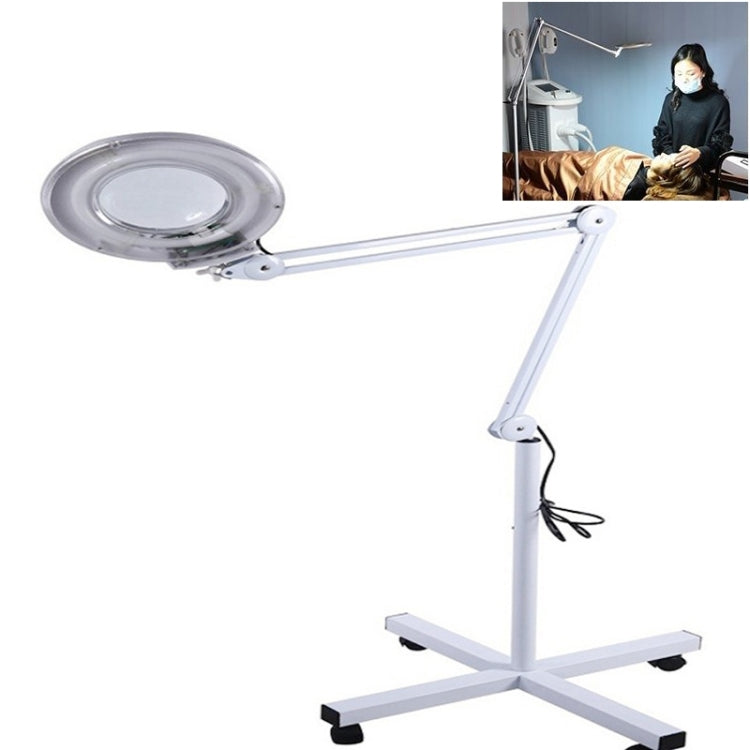 5X พับ Swing Arm โต๊ะ Mount แว่นขยายพร้อมหลอดไฟสำหรับ Facial Tattoo Eyebrow Nail Salon Beauty, cool White Light