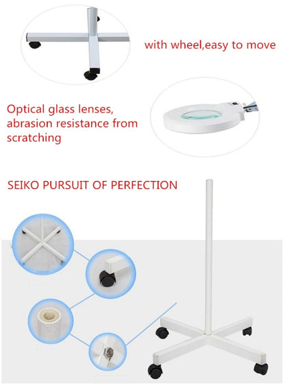 5X พับ Swing Arm โต๊ะ Mount แว่นขยายพร้อมหลอดไฟสำหรับ Facial Tattoo Eyebrow Nail Salon Beauty, cool White Light