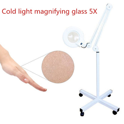 5X พับ Swing Arm โต๊ะ Mount แว่นขยายพร้อมหลอดไฟสำหรับ Facial Tattoo Eyebrow Nail Salon Beauty, cool White Light