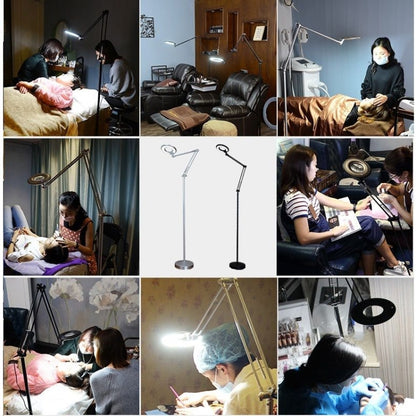 5X พับ Swing Arm โต๊ะ Mount แว่นขยายพร้อมหลอดไฟสำหรับ Facial Tattoo Eyebrow Nail Salon Beauty, cool White Light