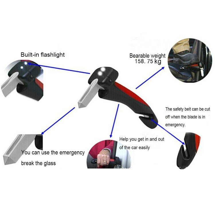 รถ Cane Handle แบบพกพา Mobility Aid ไฟฉายเครื่องตัดเข็มขัด Glass Breaker หนีฉุกเฉินเครื่องมือ, 566