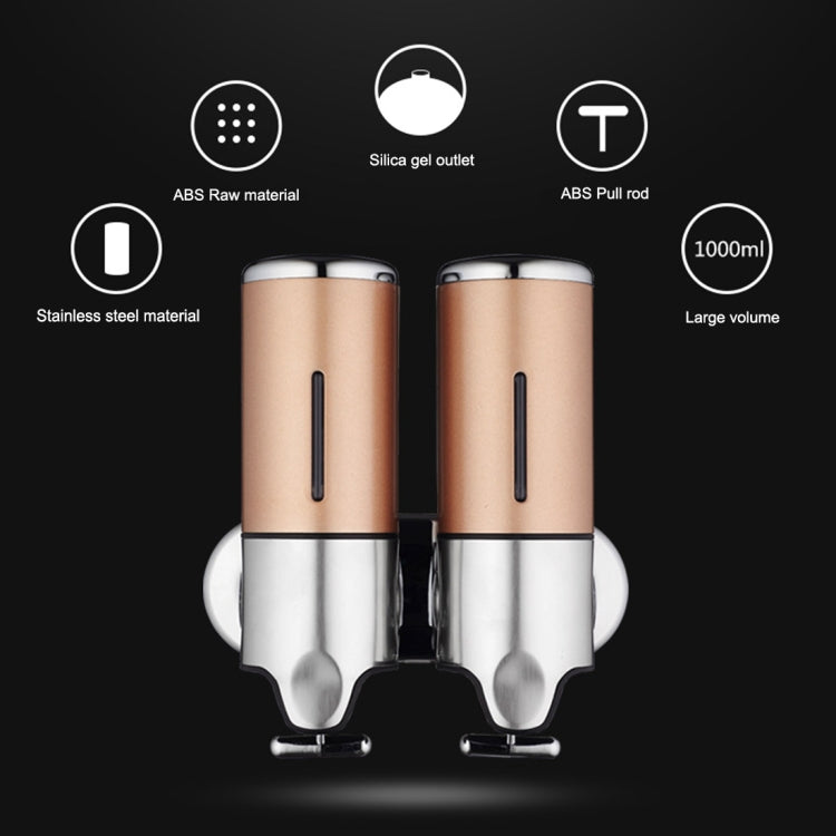 เครื่องจ่ายสบู่เหลวแชมพูแบบติดผนังของโรงแรมแบบ Dual ความจุ: 1000 มล, 1000ml/Black, 1000ml/Gold, 1000ml/Transparent, 1000ml/White, 1000ml/Dark Red, 1000ml/Silver