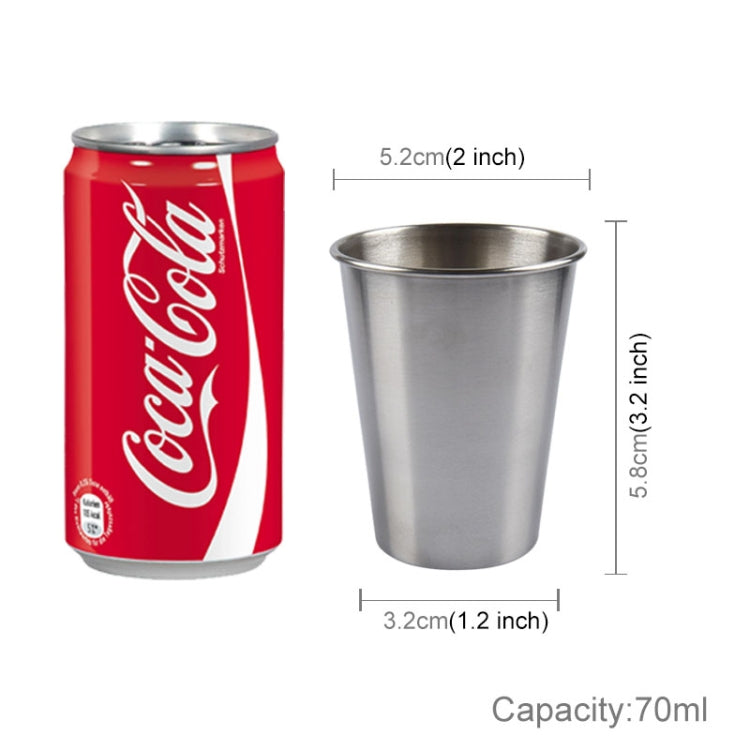ถ้วยไวน์สั้นสเตนเลสสตีลไฟฟ้าผนังเดี่ยวขนาด 70 มล. (สีเงิน), 70ml