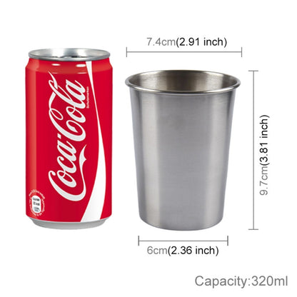ถ้วยไวน์สั้นสเตนเลสสตีลผนังเดี่ยวขนาด 320 มล. (สีเงิน), 320ml
