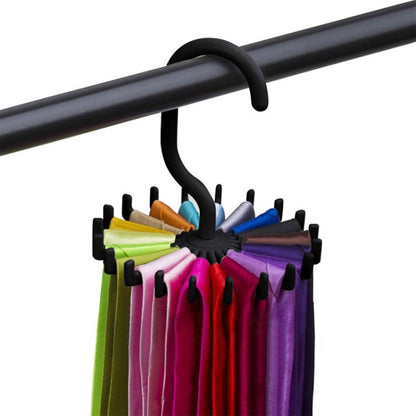 20 กรงเล็บ 360 องศา Rotatable Tie Rack เข็มขัดผ้าพันคอแขวนผู้ถือ, ขนาด: S, 20 Claws Black