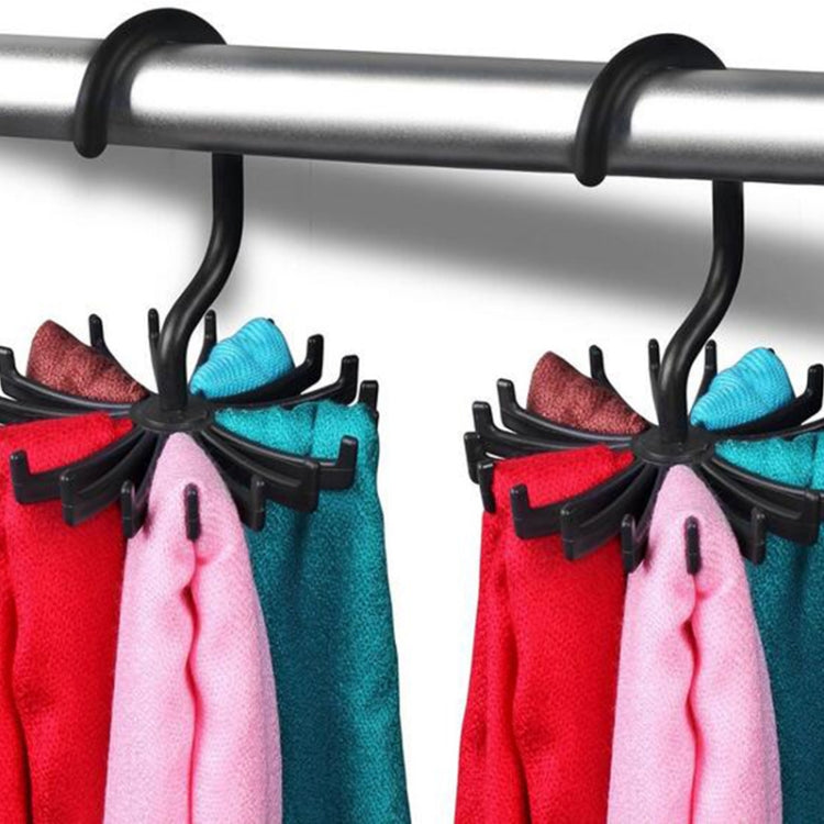 20 กรงเล็บ 360 องศา Rotatable Tie Rack เข็มขัดผ้าพันคอแขวนผู้ถือ, ขนาด: S, 20 Claws Black