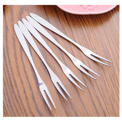 10 ชิ้นส้อมผลไม้สแตนเลสสร้างสรรค์สิ่งแวดล้อมผลไม้ขนาดเล็กง่าม, 10 PCS Fruit Fork