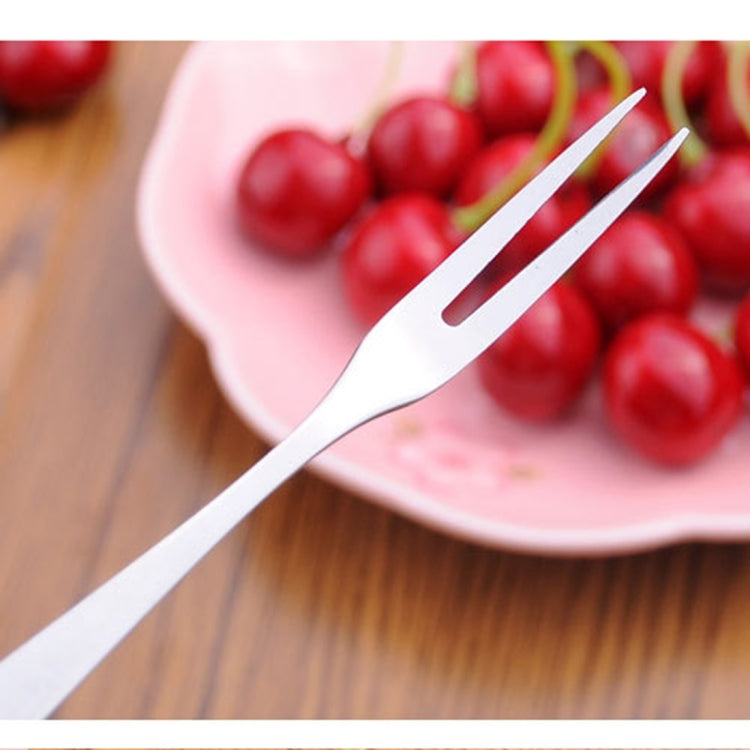 10 ชิ้นส้อมผลไม้สแตนเลสสร้างสรรค์สิ่งแวดล้อมผลไม้ขนาดเล็กง่าม, 10 PCS Fruit Fork