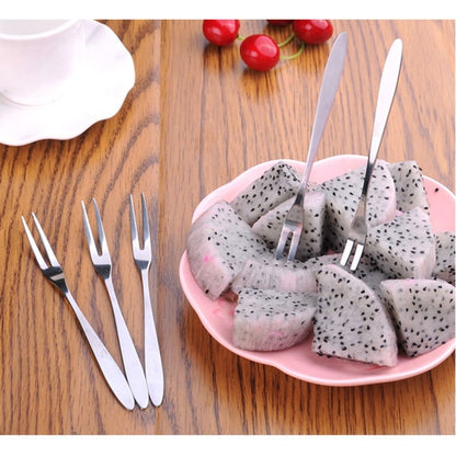 10 ชิ้นส้อมผลไม้สแตนเลสสร้างสรรค์สิ่งแวดล้อมผลไม้ขนาดเล็กง่าม, 10 PCS Fruit Fork