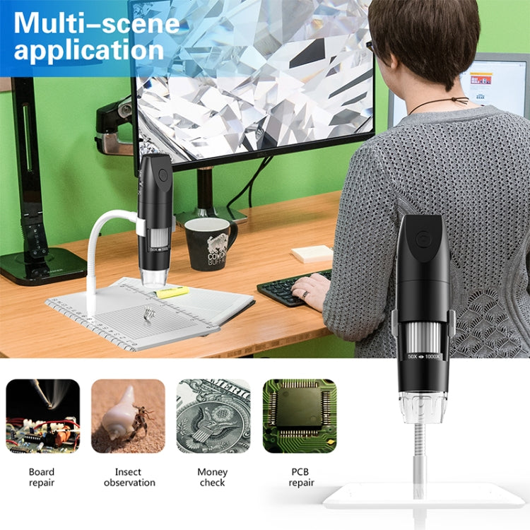 316 50-1000X กล้องจุลทรรศน์ดิจิตอล USB อัจฉริยะแบบปรับได้ Wifi