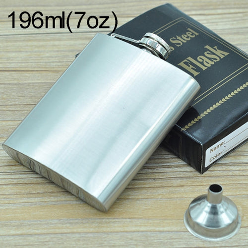 196mL (7oz) กีฬากลางแจ้ง Handy Home Travel สแตนเลสสตีลขวดสะโพกพกพา (พร้อมช่องทางขนาดเล็ก) (สีเงิน 196mL (7oz)), 196mL (7oz)