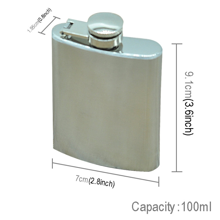 100ml (3.5oz) Pocket Flagon กีฬากลางแจ้งขวดเหล้าแบน Camping Ultralight แบบพกพา Wearproof หม้อไวน์ (สีเงิน), 100ml(3.5oz)