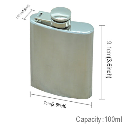 100ml (3.5oz) Pocket Flagon กีฬากลางแจ้งขวดเหล้าแบน Camping Ultralight แบบพกพา Wearproof หม้อไวน์ (สีเงิน), 100ml(3.5oz)