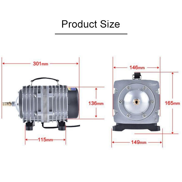 ACO-012 320W 143L/Min ปั๊มลมแม่เหล็กไฟฟ้าคอมเพรสเซอร์อาหารทะเลถังปลาเพิ่มออกซิเจน Air Flow Splitter, US Plug, ACO-012