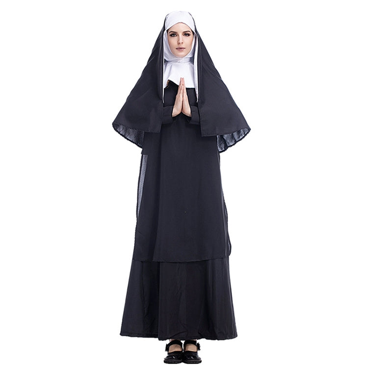 ฮาโลวีนเครื่องแต่งกายผู้หญิงแม่ชีมิชชันนารีคอสเพลย์เสื้อผ้า, Size:S, Size:M, Size:L, Size:XL