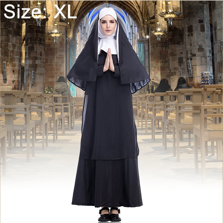 ฮาโลวีนเครื่องแต่งกายผู้หญิงแม่ชีมิชชันนารีคอสเพลย์เสื้อผ้า, Size:S, Size:M, Size:L, Size:XL