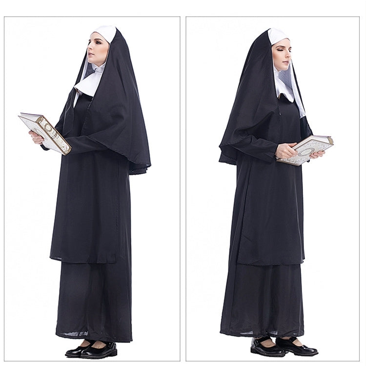ฮาโลวีนเครื่องแต่งกายผู้หญิงแม่ชีมิชชันนารีคอสเพลย์เสื้อผ้า, Size:S, Size:M, Size:L, Size:XL