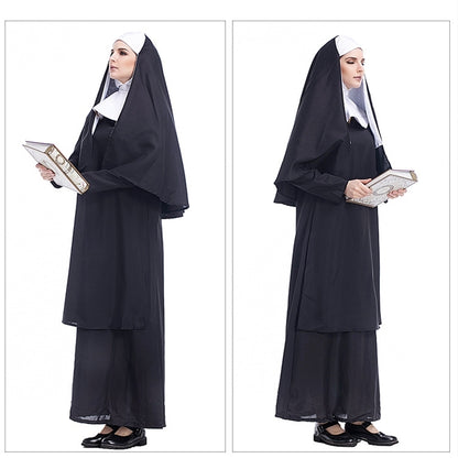 ฮาโลวีนเครื่องแต่งกายผู้หญิงแม่ชีมิชชันนารีคอสเพลย์เสื้อผ้า, Size:S, Size:M, Size:L, Size:XL