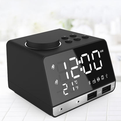 K11 ลำโพงนาฬิกาปลุก Bluetooth นาฬิกาเพลงดิจิตอลสร้างสรรค์วิทยุพร้อมอินเทอร์เฟซ USB คู่รองรับดิสก์ U / การ์ด TF / FM / AUX ปลั๊ก EU, EU Plug(Black), EU Plug(White)