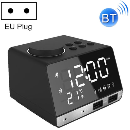 K11 ลำโพงนาฬิกาปลุก Bluetooth นาฬิกาเพลงดิจิตอลสร้างสรรค์วิทยุพร้อมอินเทอร์เฟซ USB คู่รองรับดิสก์ U / การ์ด TF / FM / AUX ปลั๊ก EU, EU Plug(Black), EU Plug(White)
