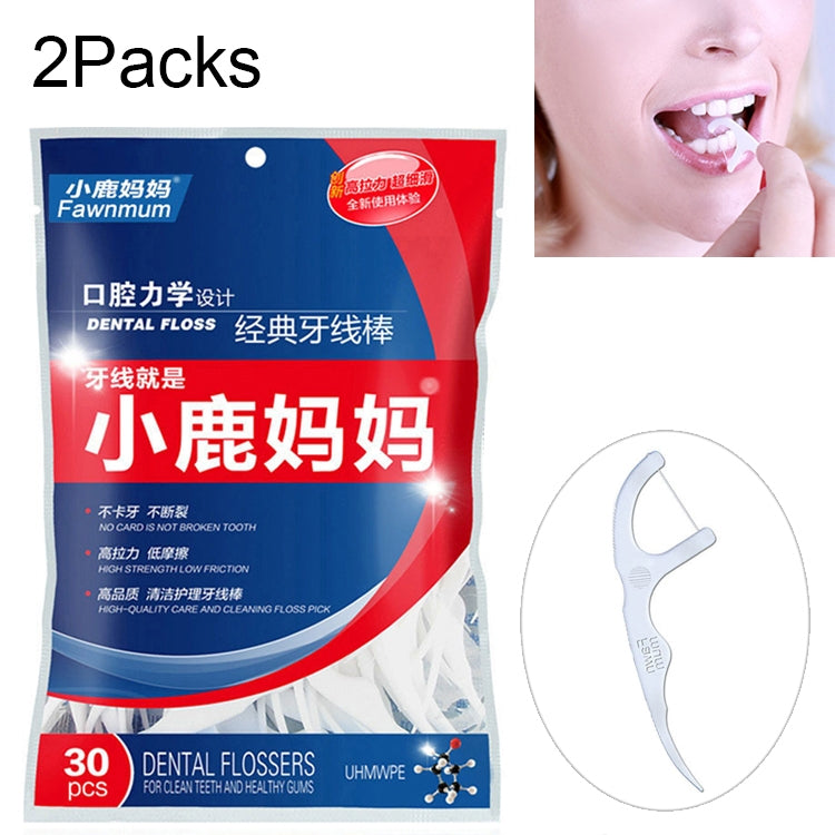 2 แพ็ค Fawnmum ความปลอดภัยพิเศษปรับไหมขัดฟันติดไม้จิ้มฟันด้ายแบบพกพาถุงไหมขัดฟัน, 2 Packs / (30pcs)
