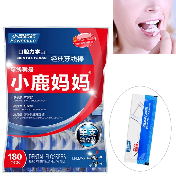 Fawnmum ด้ายไม้จิ้มฟันแบบ Ultra-fine Safety ไหมขัดฟัน Super Tension, 2 Packs / (180pcs)