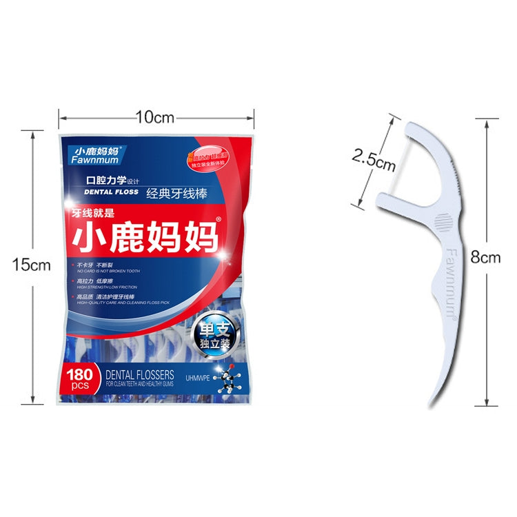 Fawnmum ด้ายไม้จิ้มฟันแบบ Ultra-fine Safety ไหมขัดฟัน Super Tension, 2 Packs / (180pcs)
