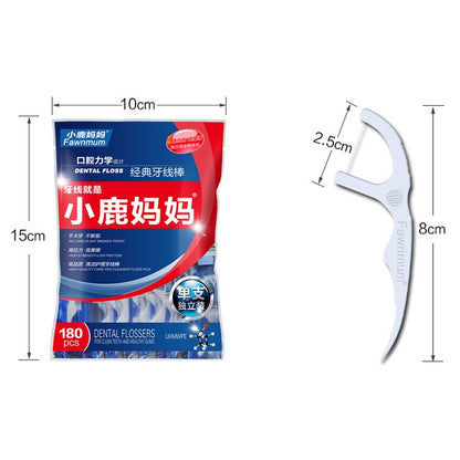 Fawnmum ด้ายไม้จิ้มฟันแบบ Ultra-fine Safety ไหมขัดฟัน Super Tension, 2 Packs / (180pcs)
