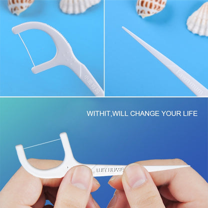 Fawnmum ULTRA-Fine SAFETY FLAT ไหมขัดฟัน Rod ด้ายไม้จิ้มฟัน,50 ชิ้น/กล่อง, 2 Boxes / (50pcs)