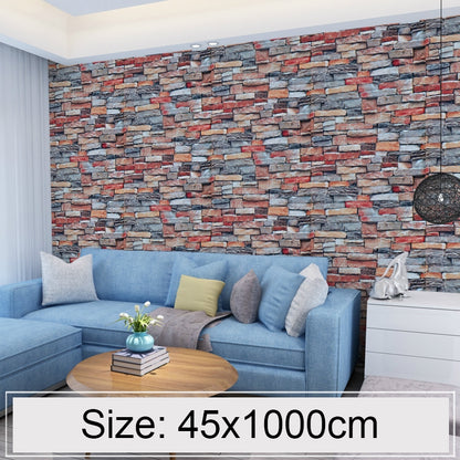 สร้างสรรค์ 3D สีหินอิฐตกแต่งวอลล์เปเปอร์สติ๊กเกอร์ห้องนอนห้องนั่งเล่นผนังกันน้ำวอลล์เปเปอร์ม้วนขนาด: 45 x 1000 ซม., 3D color stone