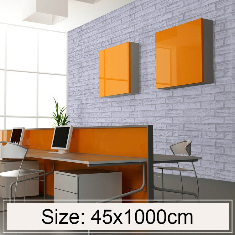 อิฐสีขาวสร้างสรรค์ 3D อิฐหินตกแต่งวอลล์เปเปอร์สติ๊กเกอร์ห้องนอนห้องนั่งเล่นผนังกันน้ำวอลล์เปเปอร์ม้วนขนาด: 45 x 1000 ซม., White brick