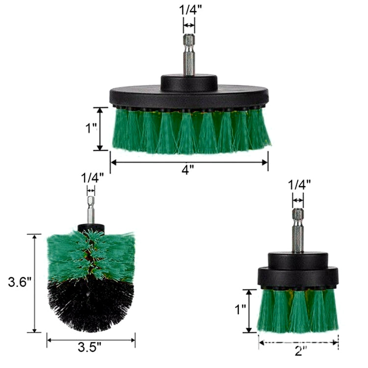 3 ชิ้นห้องน้ำห้องครัวทำความสะอาดชุดแปรงสำหรับสว่านไฟฟ้า, 3 in 1 (Green), 3 in 1 (Blue), 3 in 1 (Red), 3 in 1 (Yellow)