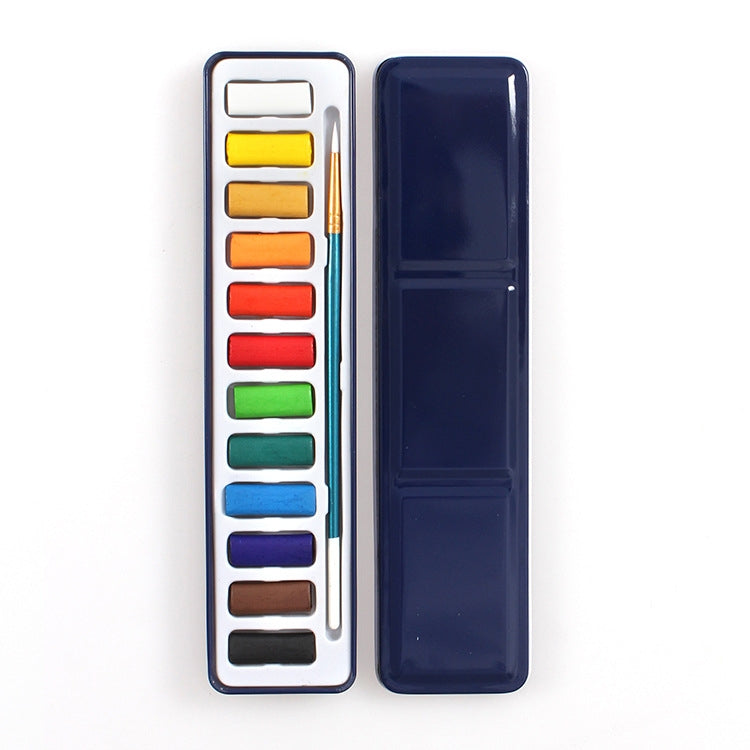 12 สีแบบพกพากล่องเหล็กสีทึบสีน้ำชุดสำหรับศิลปินโรงเรียนนักเรียนกลางแจ้งน้ำสีร่างภาพวาดเครื่องเขียน, 12 Colors