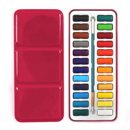 24 สีแบบพกพากล่องเหล็กสีทึบสีน้ำชุดสำหรับศิลปินโรงเรียนนักเรียนกลางแจ้งน้ำสีร่างภาพวาดเครื่องเขียน, 24 Colors