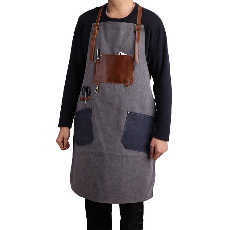 ผ้ากันเปื้อนทำงานช่างฝีมือผ้าใบผ้าฝ้ายสไตล์ย้อนยุค, Work Aprons(Grey), Work Aprons(Blue)