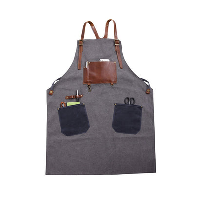 ผ้ากันเปื้อนทำงานช่างฝีมือผ้าใบผ้าฝ้ายสไตล์ย้อนยุค, Work Aprons(Grey), Work Aprons(Blue)