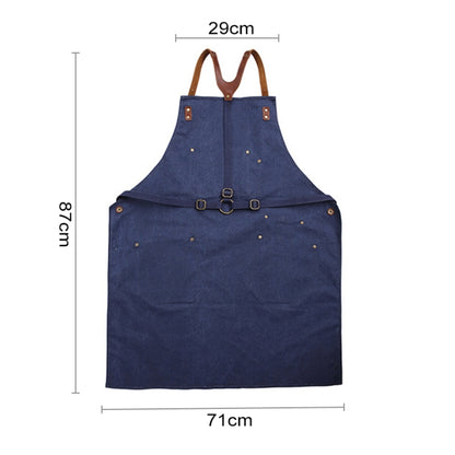 ผ้ากันเปื้อนทำงานช่างฝีมือผ้าใบผ้าฝ้ายสไตล์ย้อนยุค, Work Aprons(Grey), Work Aprons(Blue)