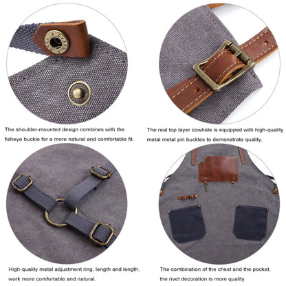 ผ้ากันเปื้อนทำงานช่างฝีมือผ้าใบผ้าฝ้ายสไตล์ย้อนยุค, Work Aprons(Grey), Work Aprons(Blue)