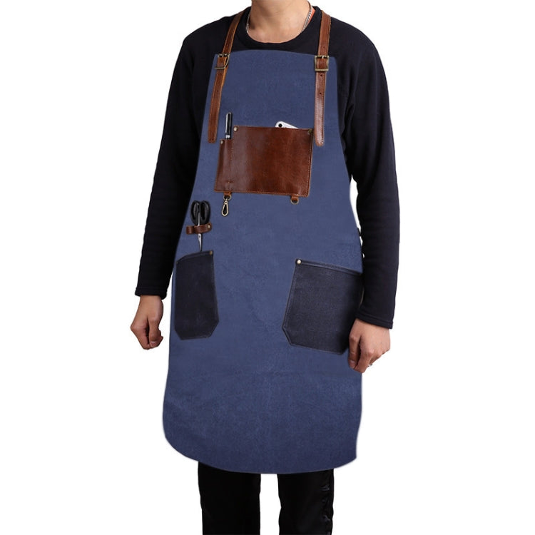 ผ้ากันเปื้อนทำงานช่างฝีมือผ้าใบผ้าฝ้ายสไตล์ย้อนยุค, Work Aprons(Grey), Work Aprons(Blue)