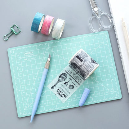 Junesix A5 ชุดแผ่นรองตัด แผ่นรองตัด ไม้บรรทัด และมีดแกะสลัก, Junesix A5 (Mint Green), Junesix A5 (Pink), Junesix A5 (Blue), Junesix A5 (Purple)
